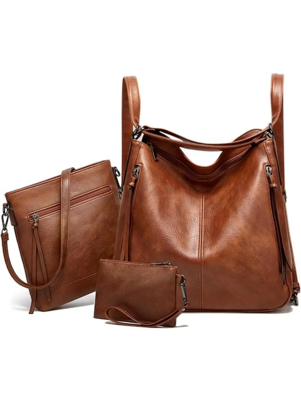 Stylish 3pcs Tote Handbags Set for Women - Convertible Backpack, Hobo
